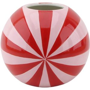 Housevitamin Vaas - Bloemenvaas Swirl- Dolomiet - Rood/Roze - 15x15x13,5cm