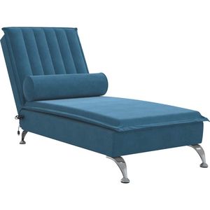 vidaXL Massage chaise longue fluweel blauw Massage Fauteuil - Relaxfauteuil - Loungestoel - Fluweelfauteuil - Blauwwarenkamermeubilair