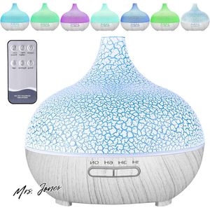 Mrs. Jones Premium Collection Aromadiffuser - Ultrastil - 550 ml - BPA-vrij - Aromatherapie - Slaapkamer - 7 kleuren LED-lampjes .