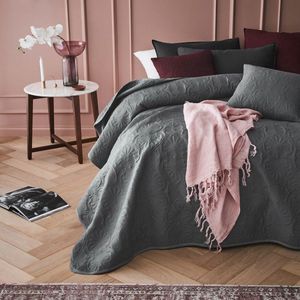 Elegante Donkergrijze Sprei 240 x 260 cm voor Bed en Bank – Veelzijdige Woondeken