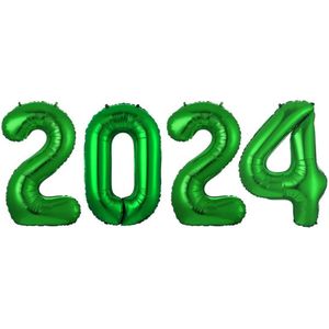 Ballon Cijfer 2024 Oud En Nieuw Versiering Nieuw Jaar Feest Artikelen Groene Happy New Year Ballonnen Groen – 36 cm