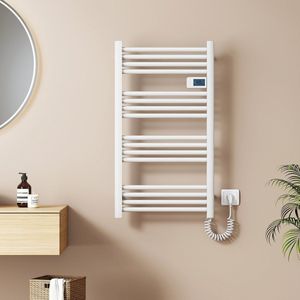 EMKE Elektrische Handdoekradiator - Met Smart Thermostaat - Glanzend Wit - 96x54 cm - 500W - Badkamer Radiator - Elektrische Radiator