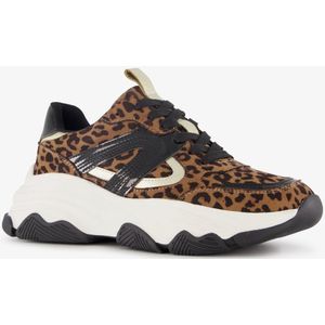 Blue Box dames dad sneakers met panterprint zwart - Maat 42 - Uitneembare zool