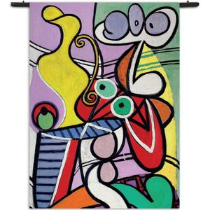 Velours Wandkleed Picasso stilleven op een stoel 1931 Rechthoek Verticaal XL (210 X 150 CM) - Wandkleden - Met roedes