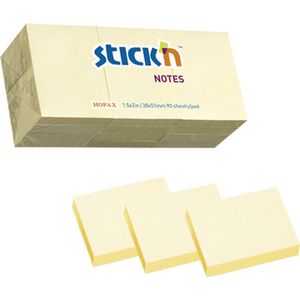 Stick'n kleine memoblokjes - 38x51mm, 12 stuks, pastel geel, 1200 sticky notes