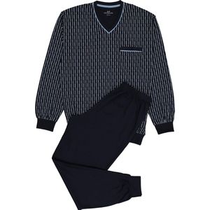 Gotzburg heren pyjama - blauw met lichtblauw en wit dessin - Maat: XXL