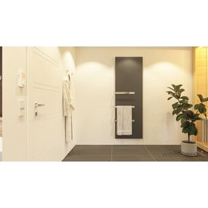 Welltherm luxe badkamerverwarming elektrische 660 Watt, inclusief eenzijdig open handdoek droger | Zwart Metaal