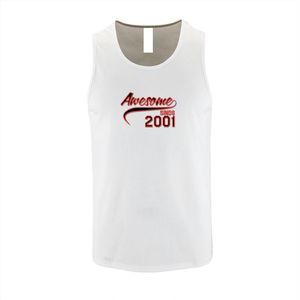 Witte Tanktop met Rode print ""Awesome 2001 “ size XL