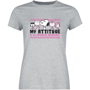 Peanuts My Attitube Is My Favorite T-shirt grijs gemêleerd L Dames