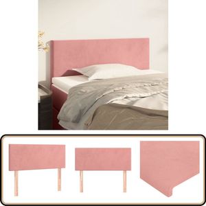 vidaXL Hoofdbord - 100x5x78/88 cm - Fluweel Roze Hoofd Bord - Bedhoofdbord - Hoofdkussen - Velvet - Roze