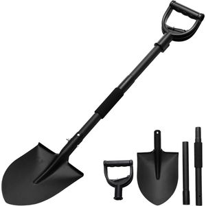Tuinspade voor harde, 104 cm schoppen, steenachtige bodem van staal, puntig met gebogen D-vormige handgreep, zware autoschep, geschikt voor uitgraven, camping, auto, tuinieren