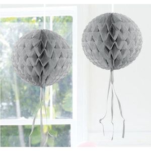 Decoratie honeycomb bol zilver 30 cm van papier - feestartikelen/versieringen