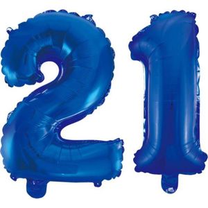 Folieballon 21 jaar blauw 41cm