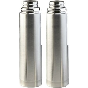 Thermosfles/isoleerfles - 2 stuks - RVS - mat zilver - 750 ml