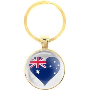 Sleutelhanger Glas - Hart Vlag Australië