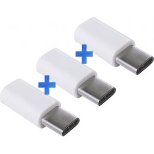 3 stuks USB type C 3.1 naar Micro USB 2.0 verloop-stekker / adapter Female micro USB naar Male USB type C 3.1, o.a. Nexus, OnePlus, Asus, Nokia, Lumia, Macbook, Chromebook en Xiaomi