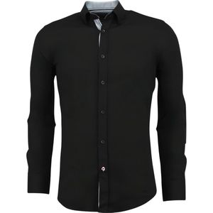 Italiaanse Blanco Blouse Mannen - Slim Fit Overhemden - 3036 - Zwart