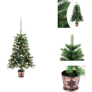 vidaXL Kunstkerstboom met Mand - 90 cm - Levensechte Naalden - PE takken - 150 LEDs - USB-aansluiting - Decoratieve kerstboom