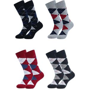 ASTRADAVI Socks Collection - Sokken - 4 Paar Grote Maat - Premium Katoenen Normale Sokken - 46/50 - Zwart, Grijs, Bruin, Marineblauw