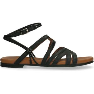 No Stress - Dames - Zwarte leren sandalen met bandjes - Maat 41