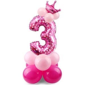 3 jaar ballonnen set | 3 jaar meisjes verjaardag | Baby verjaardag of kinderfeestje | Cijferballonnen