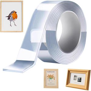 Heavy Duty Transparent Double Sided Adhesive Tape Roll - Removable Mounting Tape Waterproof and Cuttable for Walls Tiles Ceramics and Wood .