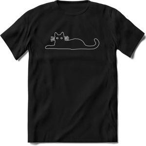 Gekke Kat - Katten T-Shirt Kleding Cadeau | Dames - Heren - Unisex | Dieren shirt | Grappig Verjaardag kado | Tshirt Met Print | - Zwart - M