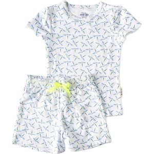 Little Label Pyjama Meisjes Maat 92 - blauw, wit - Zachte BIO Katoen - Shortama - 2-delige zomer pyama meisjes - Hartjes