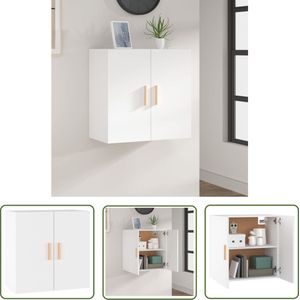 The Living Store Zwevende Wandkast - Wit - 60x30x60 cm - Scandinavische Stijl - Zwevende Wandkast - Scandinavische Stijl - Witte Wandkast - Opbergkast - Houten Kast