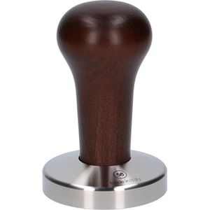 Asso Coffee koffie Tamper RVS/Hout flat base  - 58mm - Made in Italy