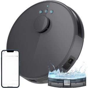 M1 Robotstofzuiger en Vloermop met Mapping - 4000 Pa Zuigkracht - 200 Min Looptijd - Lasernavigatie (LDS) - Verboden Zone - WiFi/App/Alexa Besturing - Ideaal voor Slimme Huizen, Grijs