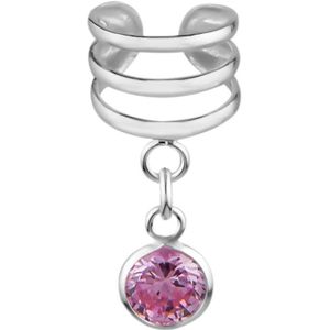 Oorbellen | Ear Cuff | Zilveren ear cuff met hanger, rondje in verschillende kleuren