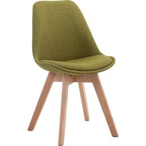 Bezoekersstoel Lise - Groene stof - naturel houten poten - set van 1 - zithoogte 47 cm - modern