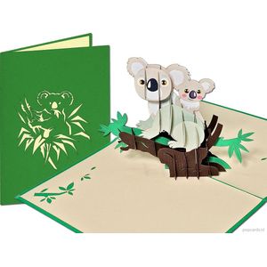 Popcards popupkaarten – Zwanger Baby kaart Geboorte Jongen Meisje Koala met kind, Australië pop-up kaart 3D wenskaart