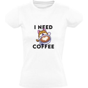 I Need Coffee Dames T-shirt | Koffie | Cappuccino | Espresso | Kat