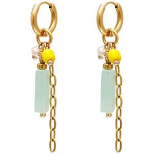 Oorbellen turquoise yellow | Mintgroen | stainless steel | waterproof | kadotip