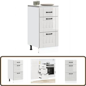 vidaXL Keuken Onderkast Lucca - Hoogglans Wit - 40 cm Keukenonderkast - Houten Keuken - Lucca Serie - Hoogglans Wit - Keukenopbergruimte
