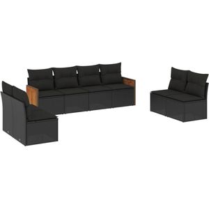 vidaXL Loungeset 8-delig - Poly Rattan - Zwart Loungebank - Tuinset - Lounge Set - Buitendecoratie - Outdoor Furniture