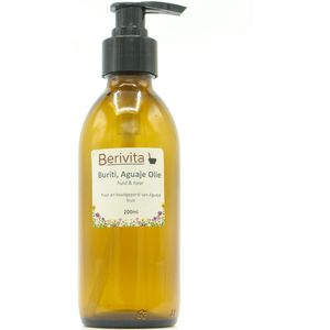 Buriti Olie 200ml Pompfles - Pure Aguaje, Moriche Olie - Koudgeperst en Onbewerkt - Huid en Haar