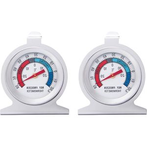 Roestvrijstalen koelkastthermometers - dubbele schaal - hoge nauwkeurigheid - snelle aflezing - vriezers koelkasten - koelruimtes - set van 2 .