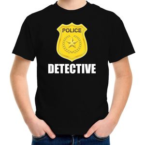 Detective police embleem t-shirt zwart voor kinderen - politie agent - verkleedkleding / kostuum 146/152