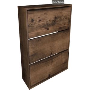 Pochon Home - Schoenenkast met 3 Vakken - Bruin - 18 Paar - 110x74x24 - Schoenenrek