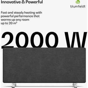 Blumfeldt Thermatouch Convectorverwarming - 2.000W - Elektrische verwarming - Thermostaat - 24H Timer - Ip24 - Oververhittingsbeveiliging - Wandmontage/vrijstaand - 20 M² - Donkergrijs