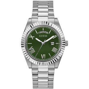 Guess Heren Horloge GW0265G10 Staal Quartz met Groene Wijzerplaat