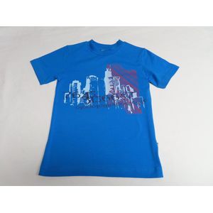 T shirt - Jongens - Blauw - City - v hals - 6 jaar 116