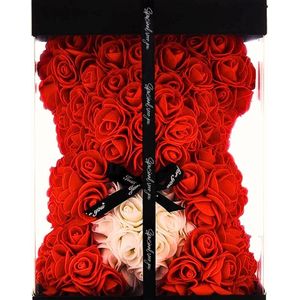 Unieke Handgemaakte Rozenbeer - Perfect Valentijns- Verjaardags- En Moederdagcadeau Met Luxe Geschenkdoos (10 inch - Rood)