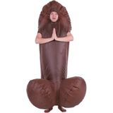 KIMU® Opblaas Kostuum Penis Donkerbruine - Opblaasbaar Pak - Penispak Mascotte Opblaaspak - Opblaasbare Penis Piemel Vrijgezellendag Dames Heren Festival