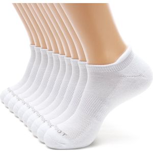 Monfoot - Witte Lage Enkel Sportsokken - Heren, Dames, Unisex - 10 Paar - Wit - Ademend