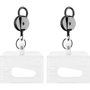 Uittrekbare Sleutelhanger - 2 Sets - Incl. Pashouders - 150 Gram Draagkracht - Badgehouder - Sleutelkoord - Keycord