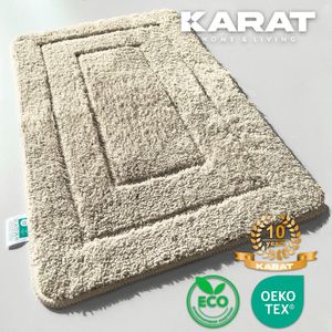 FLOORDIREKT Badmat Atlantis - Rechthoekig - Anti-Slip Achterkant - Modern Badkamermat - Beige - 40 x 60 cm